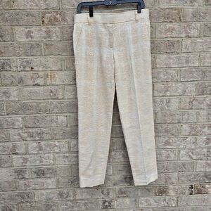 Tory Burch Beige Tan Straight Ankle Dress Pants Career Modern Tweed Look Sz 8
